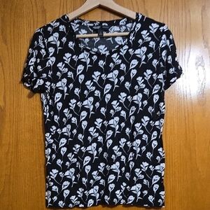 Simply Vera Vera Wang Monochrome Floral Short Sleeve Tee